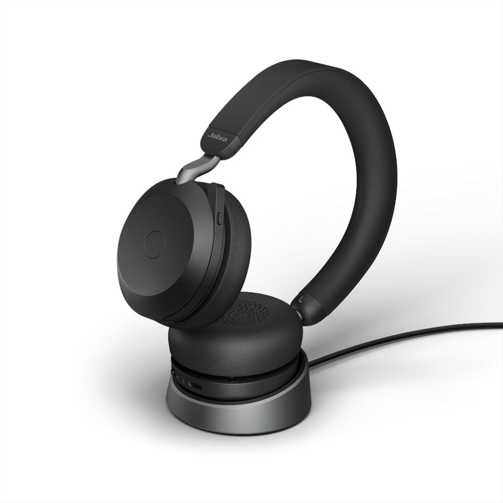 75, Charging Solutions UC Evolve2 Headset, Stereo, Link380C, Black | with Avcomm Stand, Jabra Wireless
